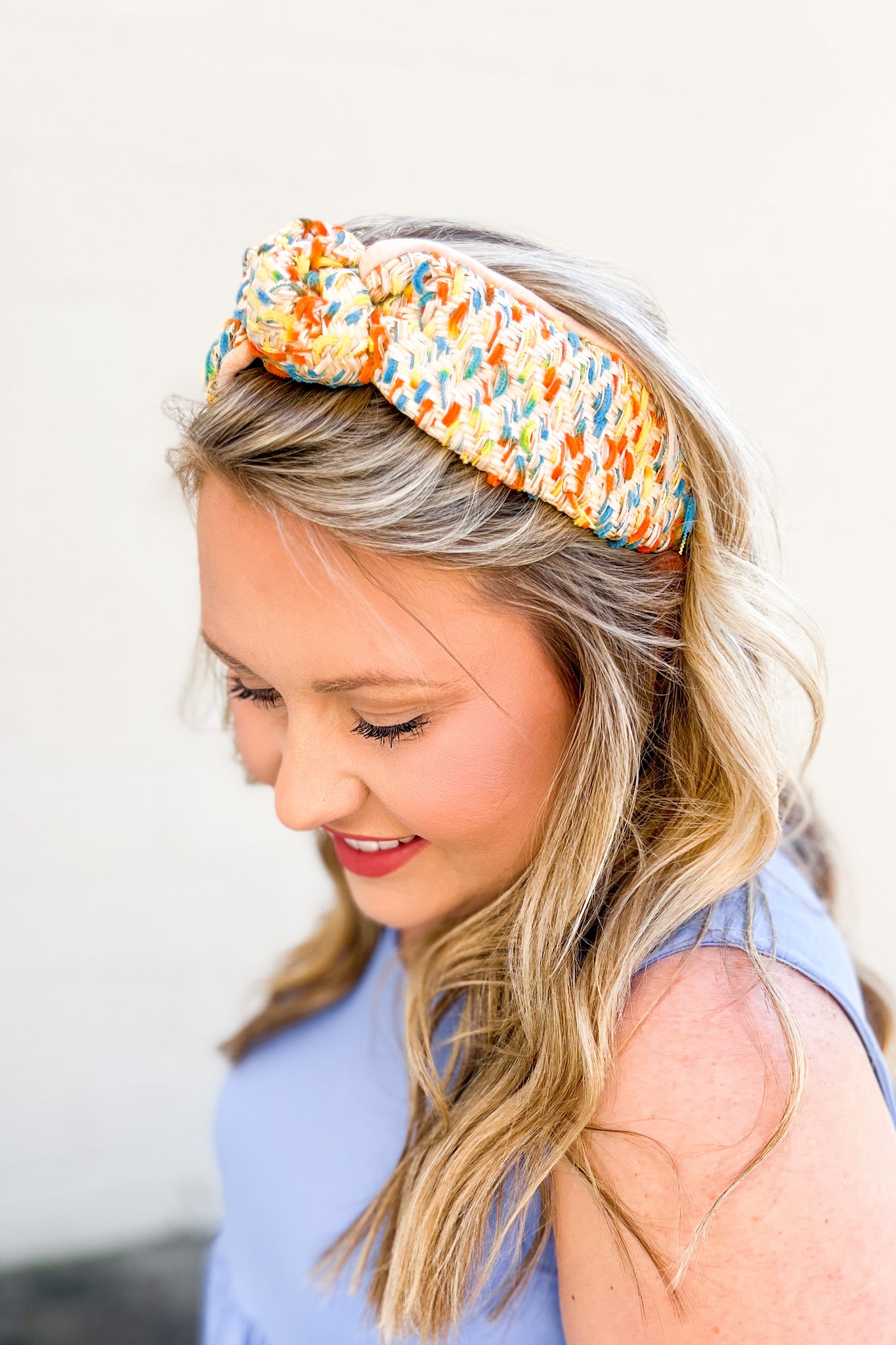Multi Colored Knotted Straw Headband