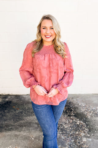 Win My Heart Smocked Top, Mauve