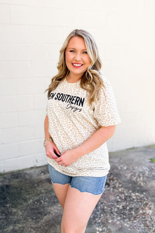 Sew Southern Leopard Graphic Tee, Cream