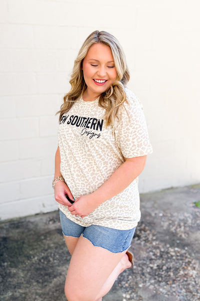 Sew Southern Leopard Graphic Tee, Cream