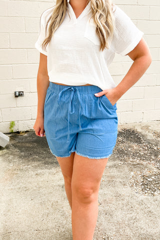 All The Above Denim Fray Shorts