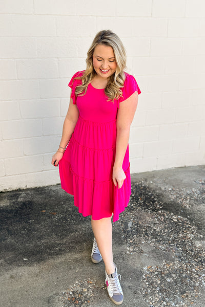 Made For Love Tiered Dress, Hot Pink