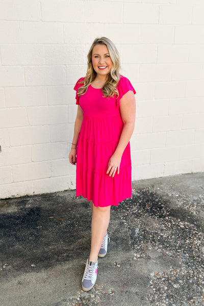 Made For Love Tiered Dress, Hot Pink