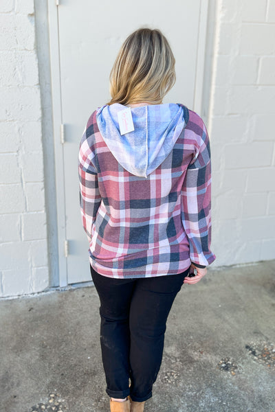Wishes Come True Plaid Hoodie Top