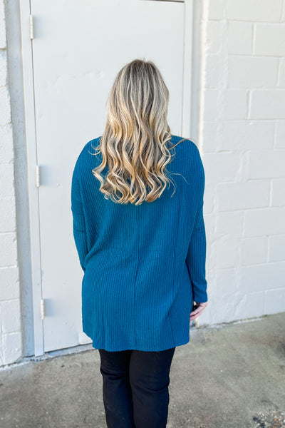 DEAL | Holly V-neck Waffle Knit Tunic Pullover Top, Teal