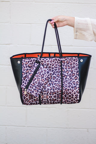 DEAL | Nellie Neoprene Tote Bag, Tan Leopard