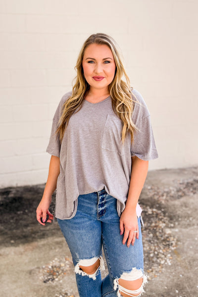 DEAL | Shirley V-neck Top, Heather Grey
