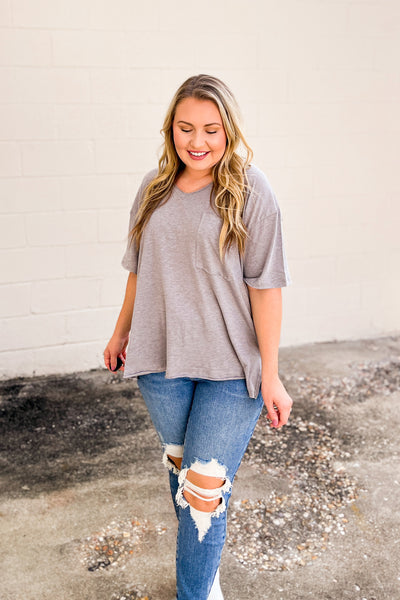 DEAL | Shirley V-neck Top, Heather Grey