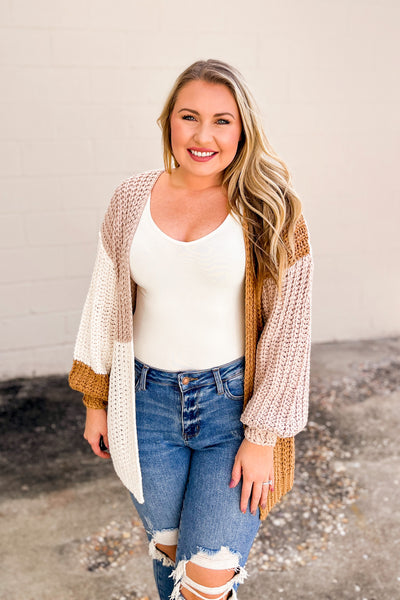 Turn To You Knit Color Block Sweater Cardigan