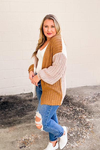 Turn To You Knit Color Block Sweater Cardigan