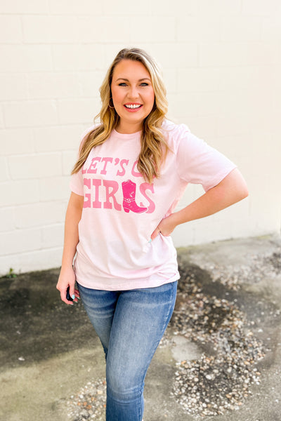 Let's Go Girls Graphic Tee, Soft Pink