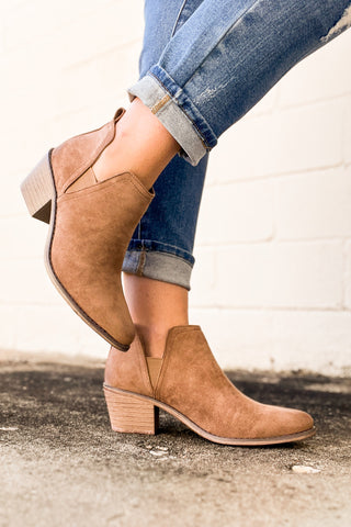 Hazel Faux Suede Booties, Taupe