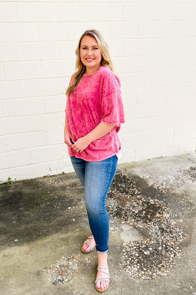 What You Are Oversized Acid Wash Top, Ash Pink