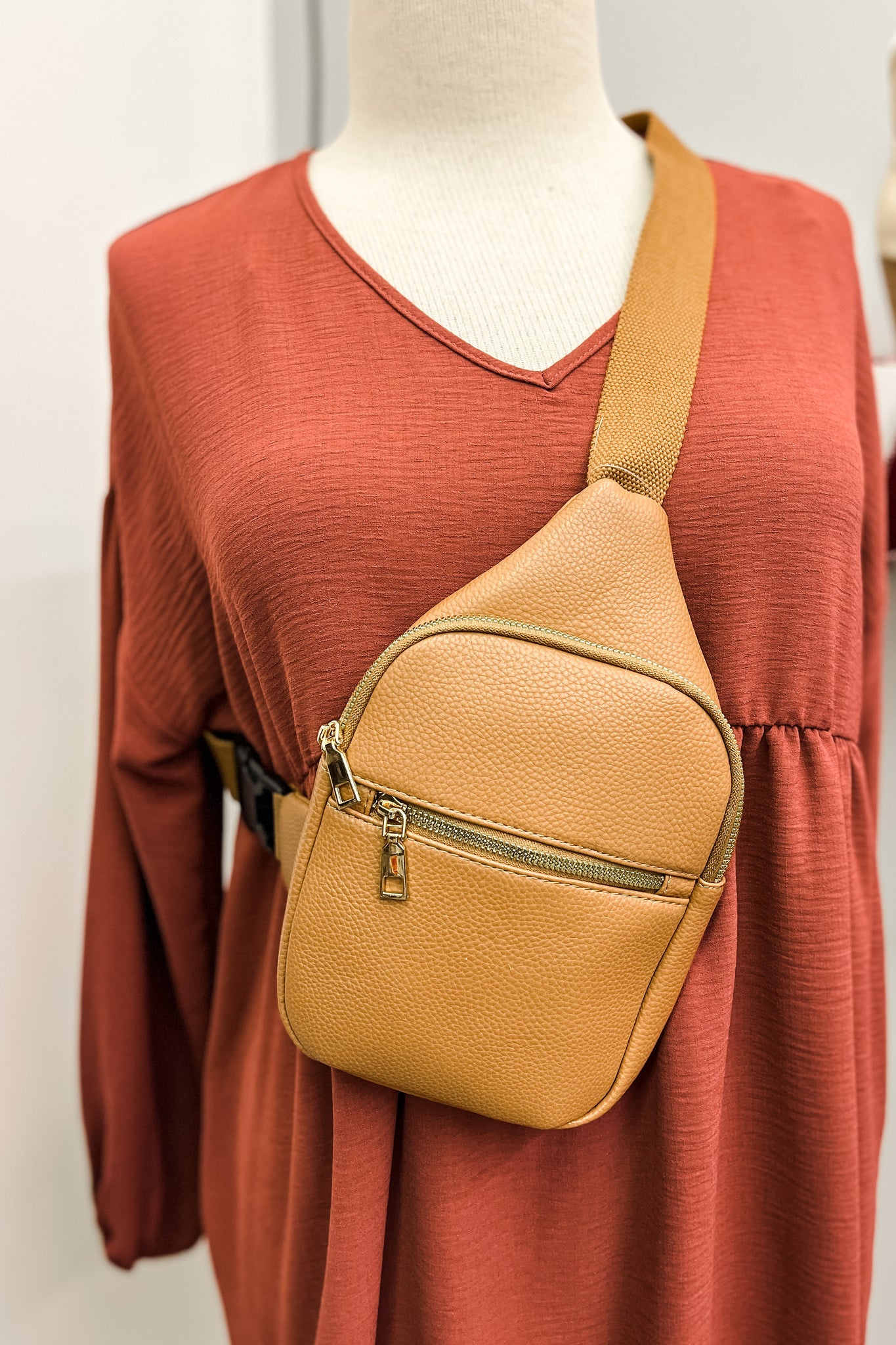 Fran Crossbody Purse, Light Brown