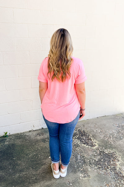 DEAL | Michelle V-Neck Top, Bright Pink