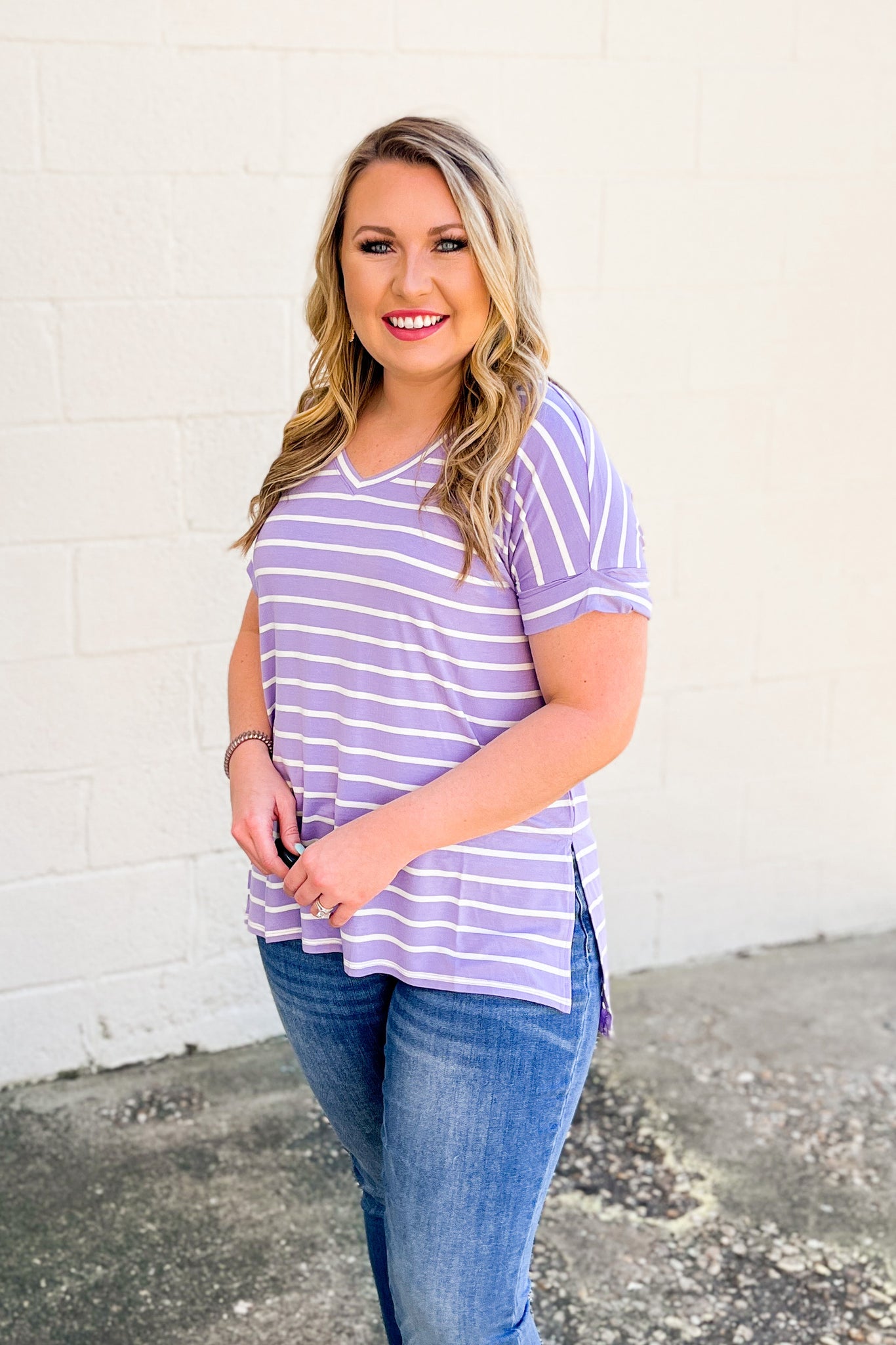 DEAL | Shannon Striped Top, Lavender