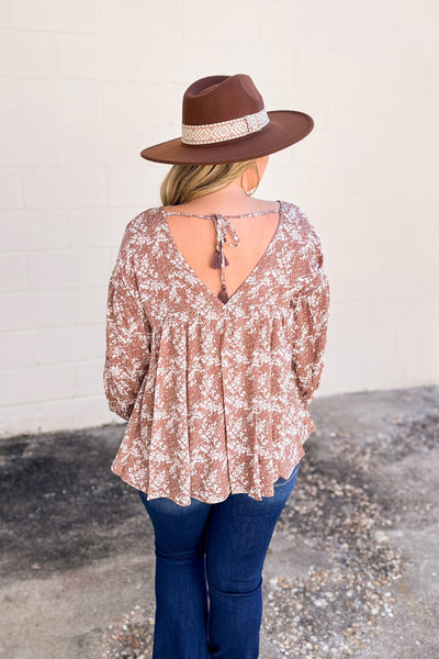 All Truth Ditsy Floral Babydoll Top, Cocoa