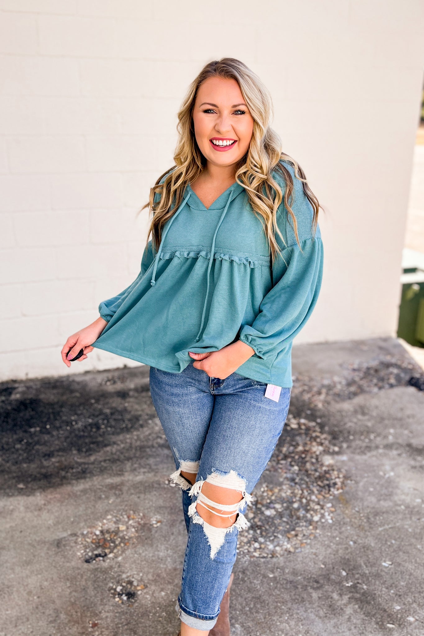 Over The Moon Hoodie Top, Jade