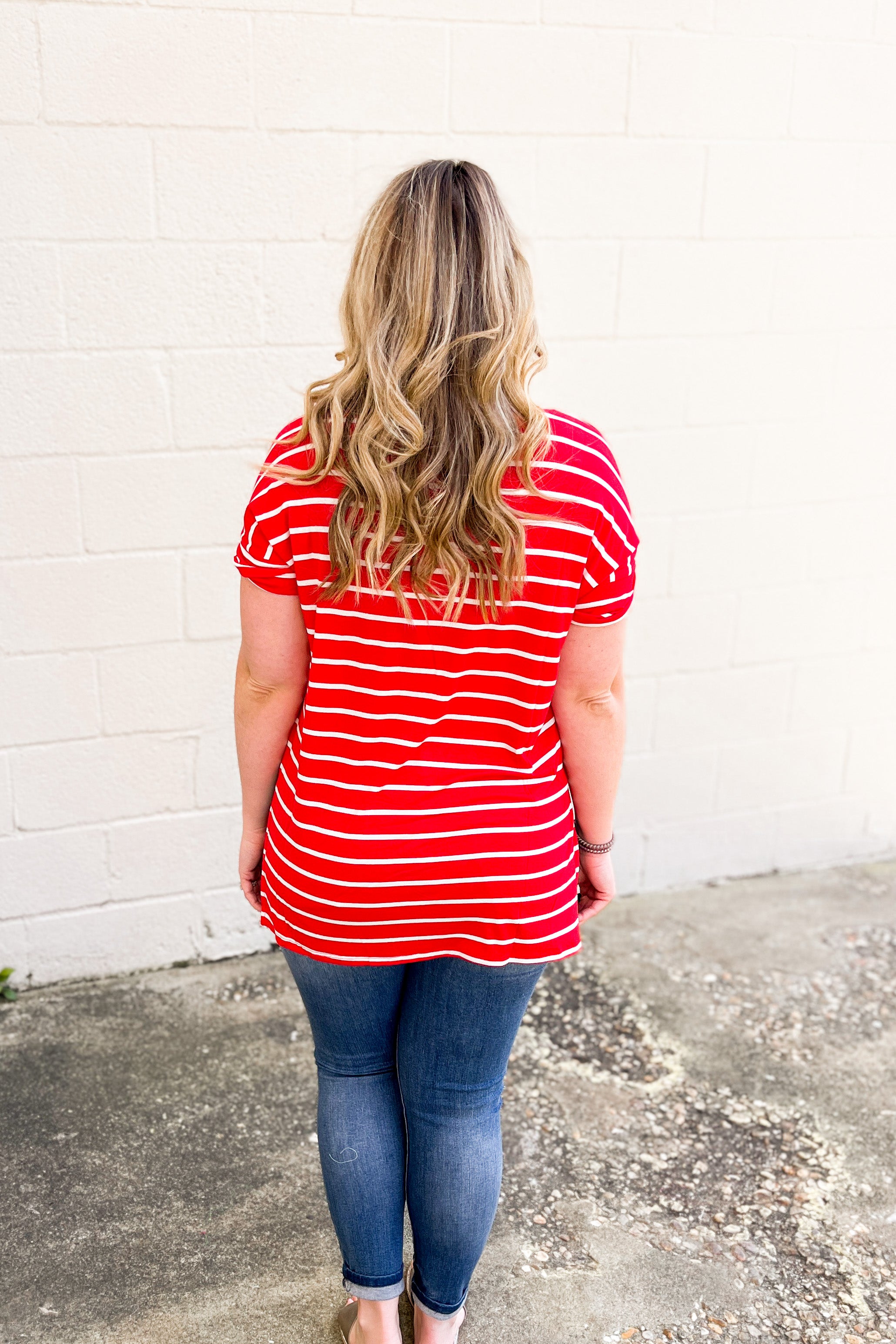 DEAL | Shannon Striped Top, Ruby Red