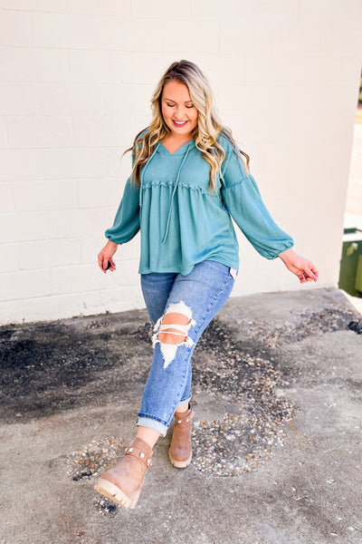 Over The Moon Hoodie Top, Jade