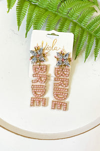 SALE | Pink Beaded Bride Earrings
