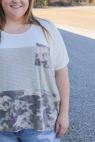 SALE | Feels For Camo Colorblock Top
