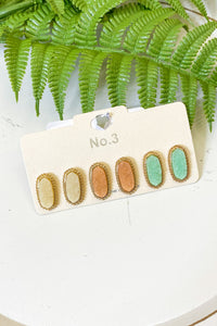 Druzy Hexagon Stud Set, Peach