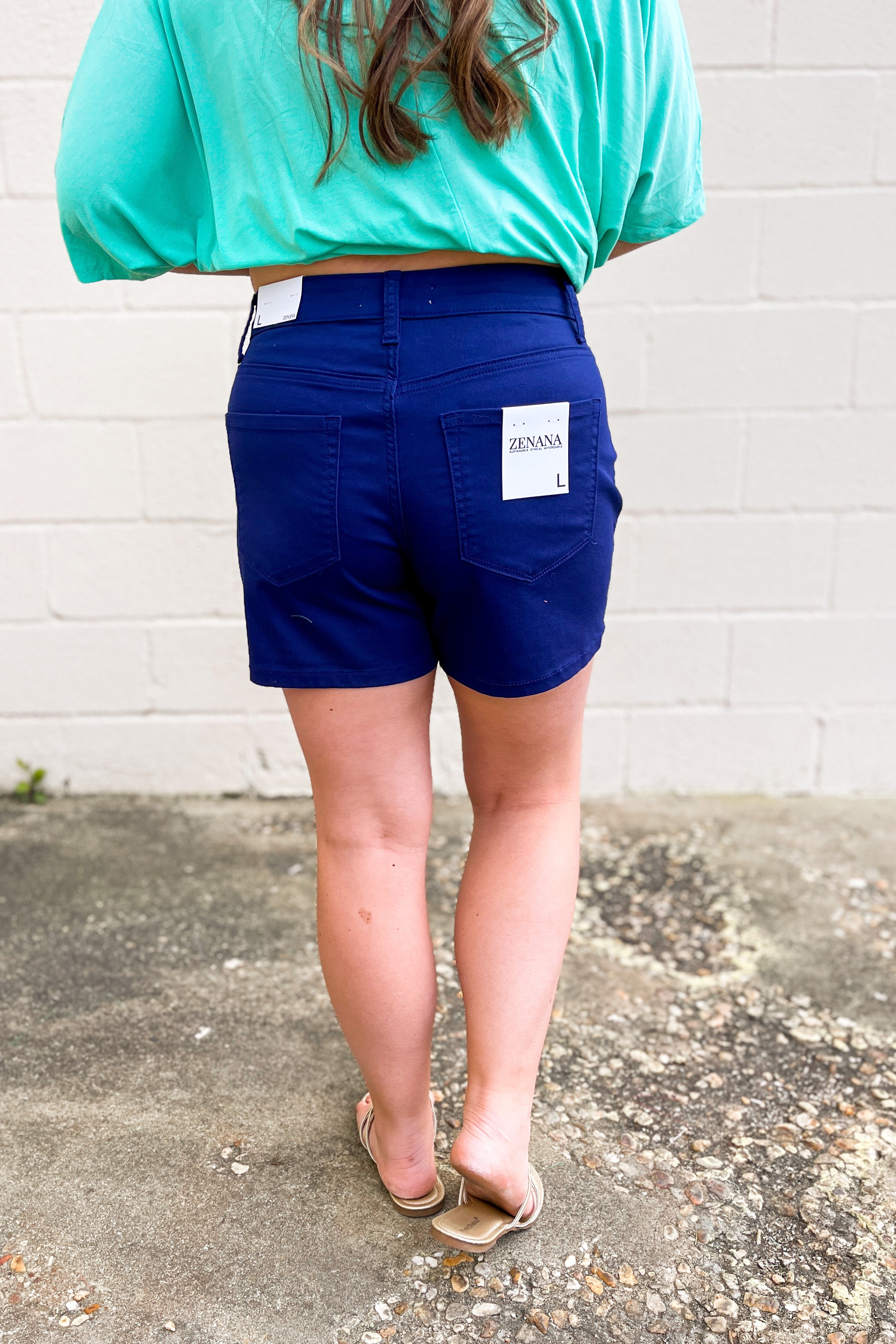 Zenana Kallen Shorts, Light Navy