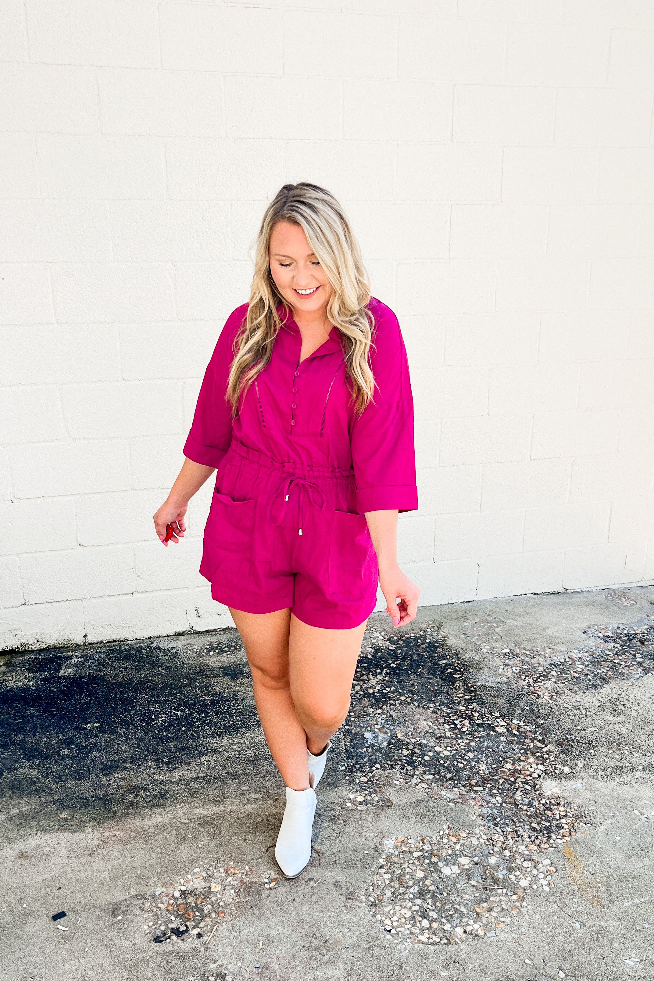 SALE | Let's Go Girls Romper, Magenta