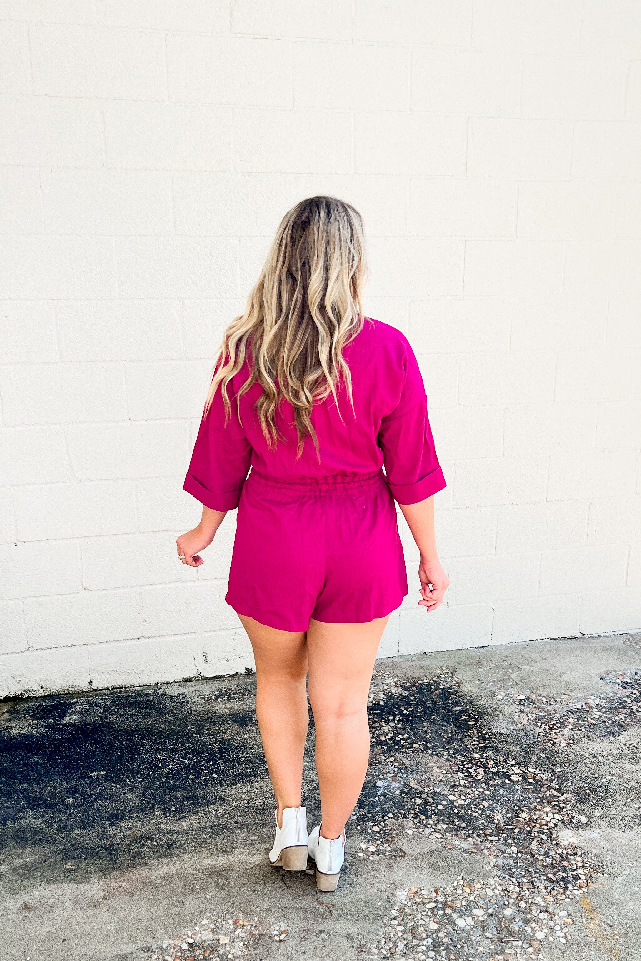 SALE | Let's Go Girls Romper, Magenta