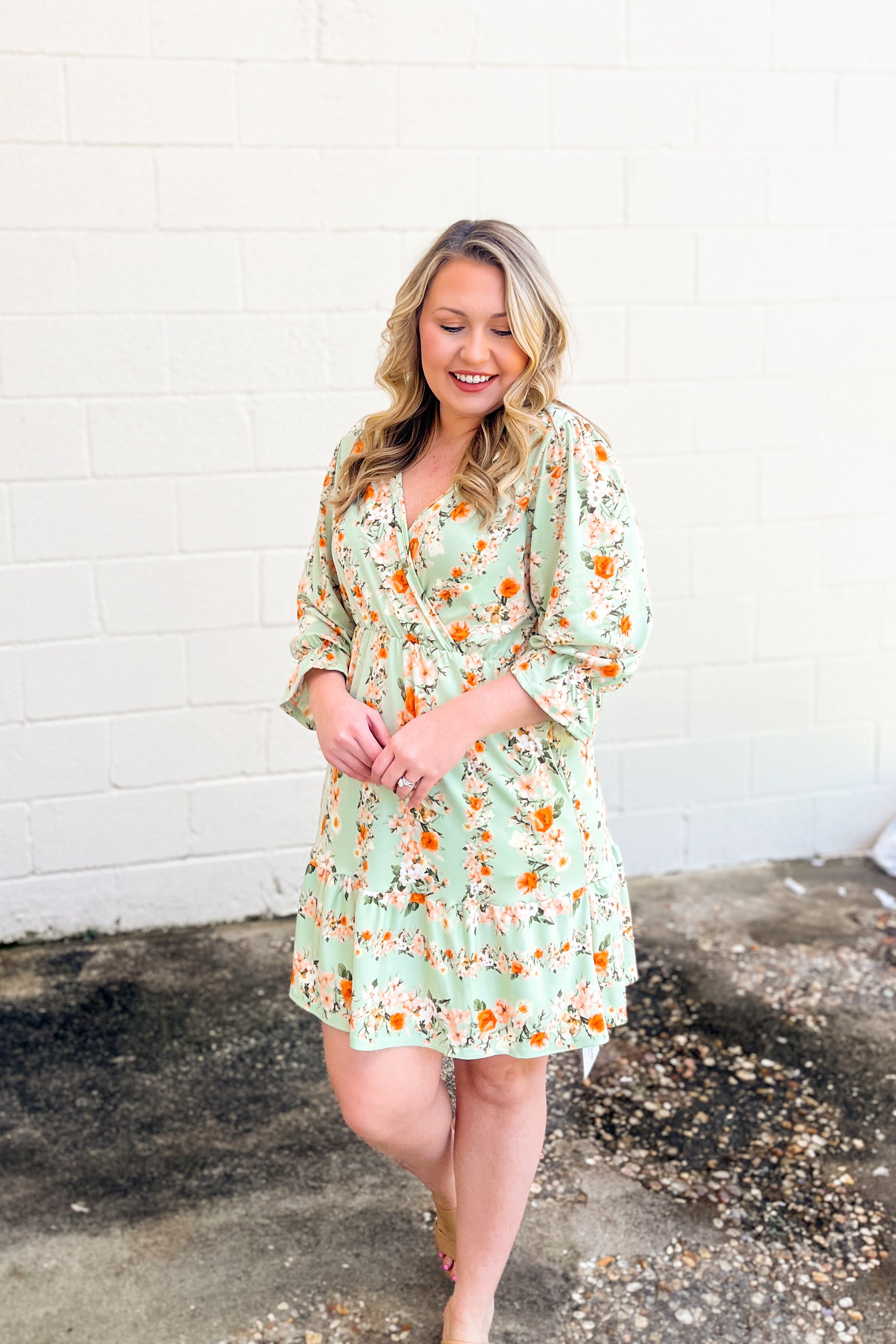 Too Much Fun Floral Wrap Dress, Mint