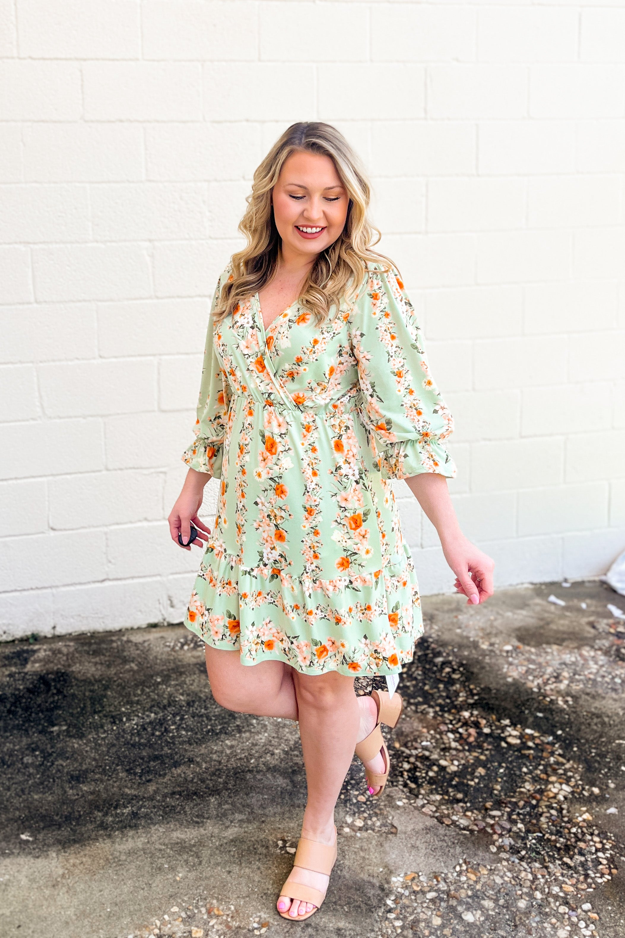 Too Much Fun Floral Wrap Dress, Mint