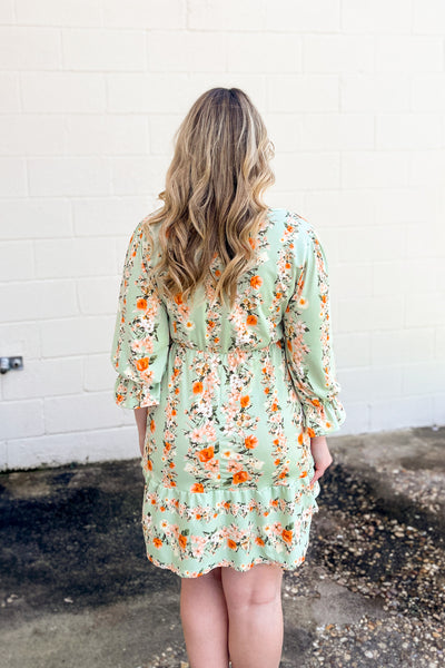 Too Much Fun Floral Wrap Dress, Mint