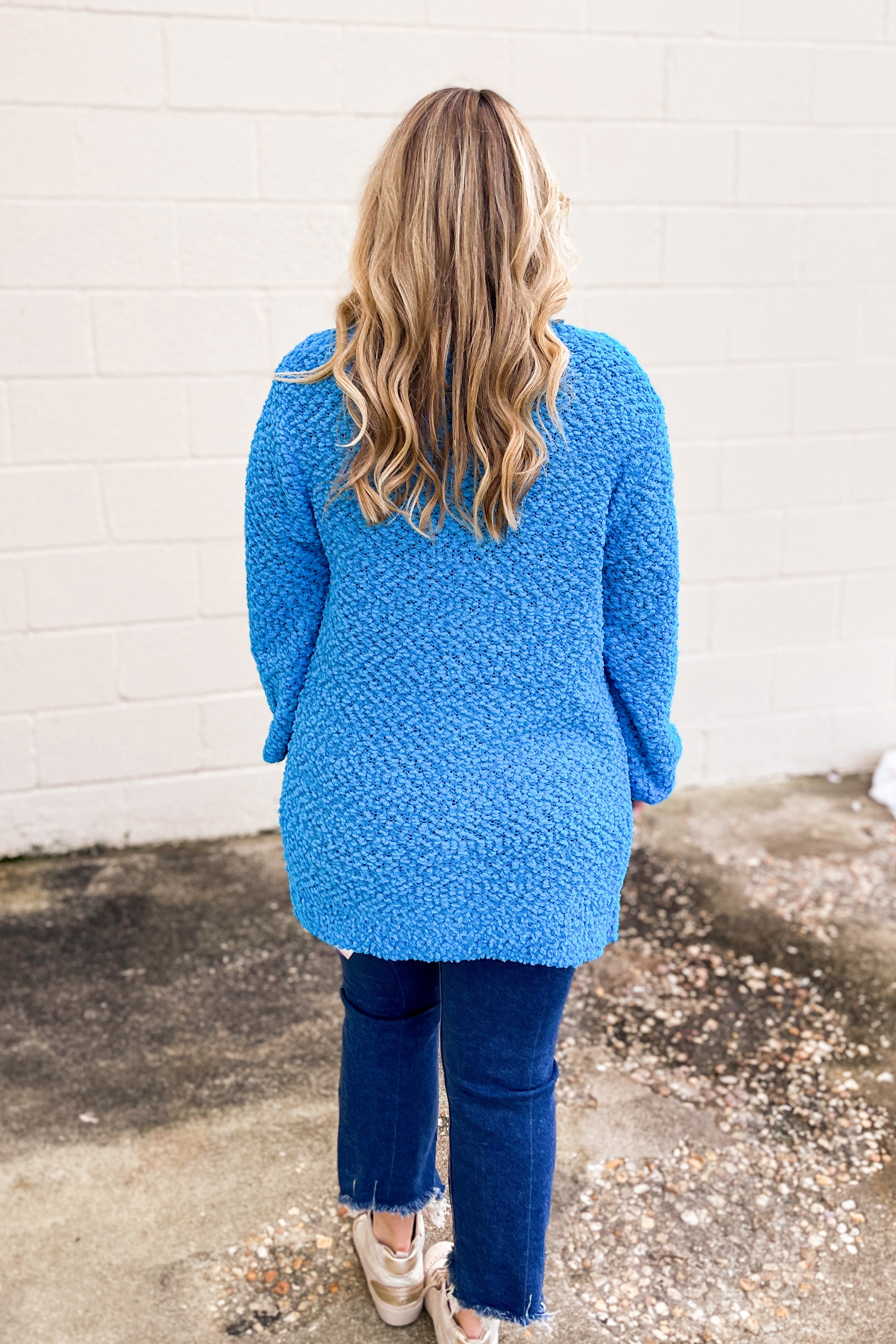 Gina Popcorn Cardigan, Deep Sky Blue