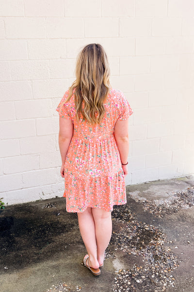 Give It A Thought Floral Dress, Coral