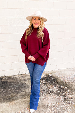 Judith Oversized Sweater, Dark Burgundy