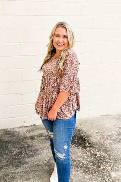 Days In The Wild Leopard Babydoll Top