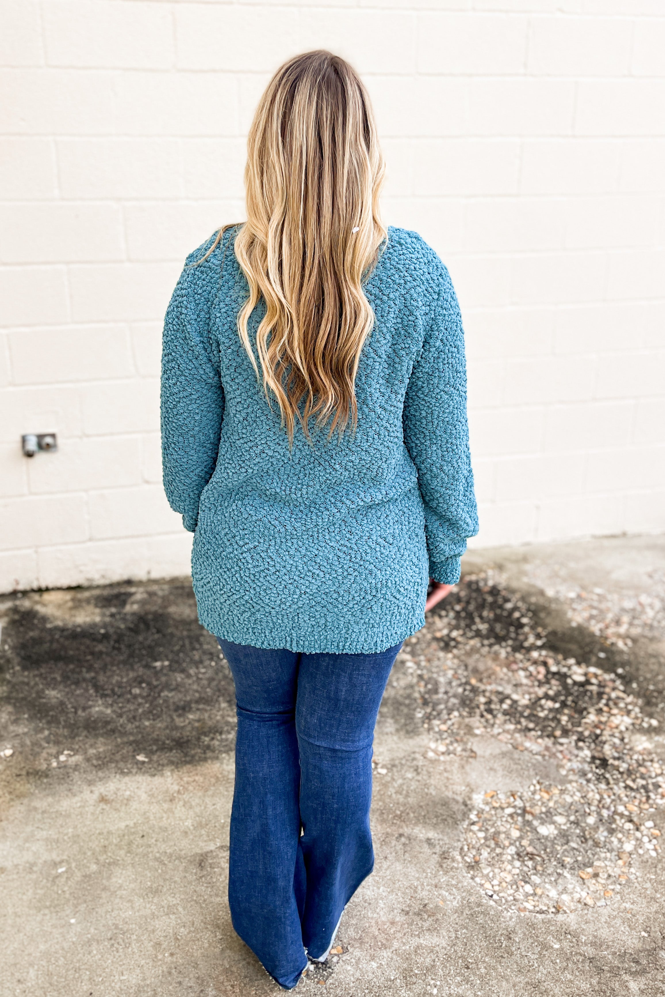 Gina Popcorn Cardigan, Dusty Teal