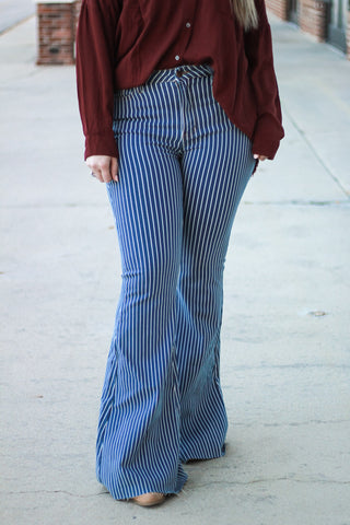 SALE | Judy Blue Samantha Stripe Super Flare Jeans