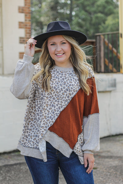 Warm Soul Leopard Top, Oatmeal