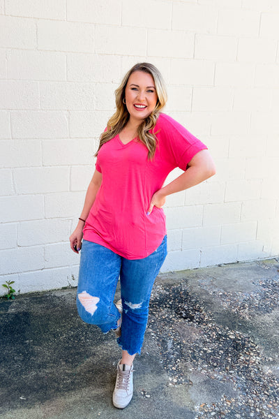 DEAL | Michelle V-Neck Top, Desert Rose
