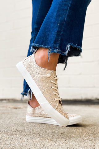 SALE | Kyrie Leopard Slip On Sneakers, Rose Gold