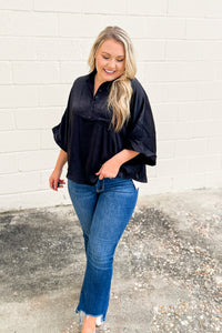 Sharp In Satin Top, Black