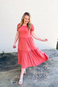 Greysen Tiered Midi Dress, Rose