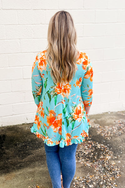 Enjoy Every Moment Floral Tunic Top, Mint