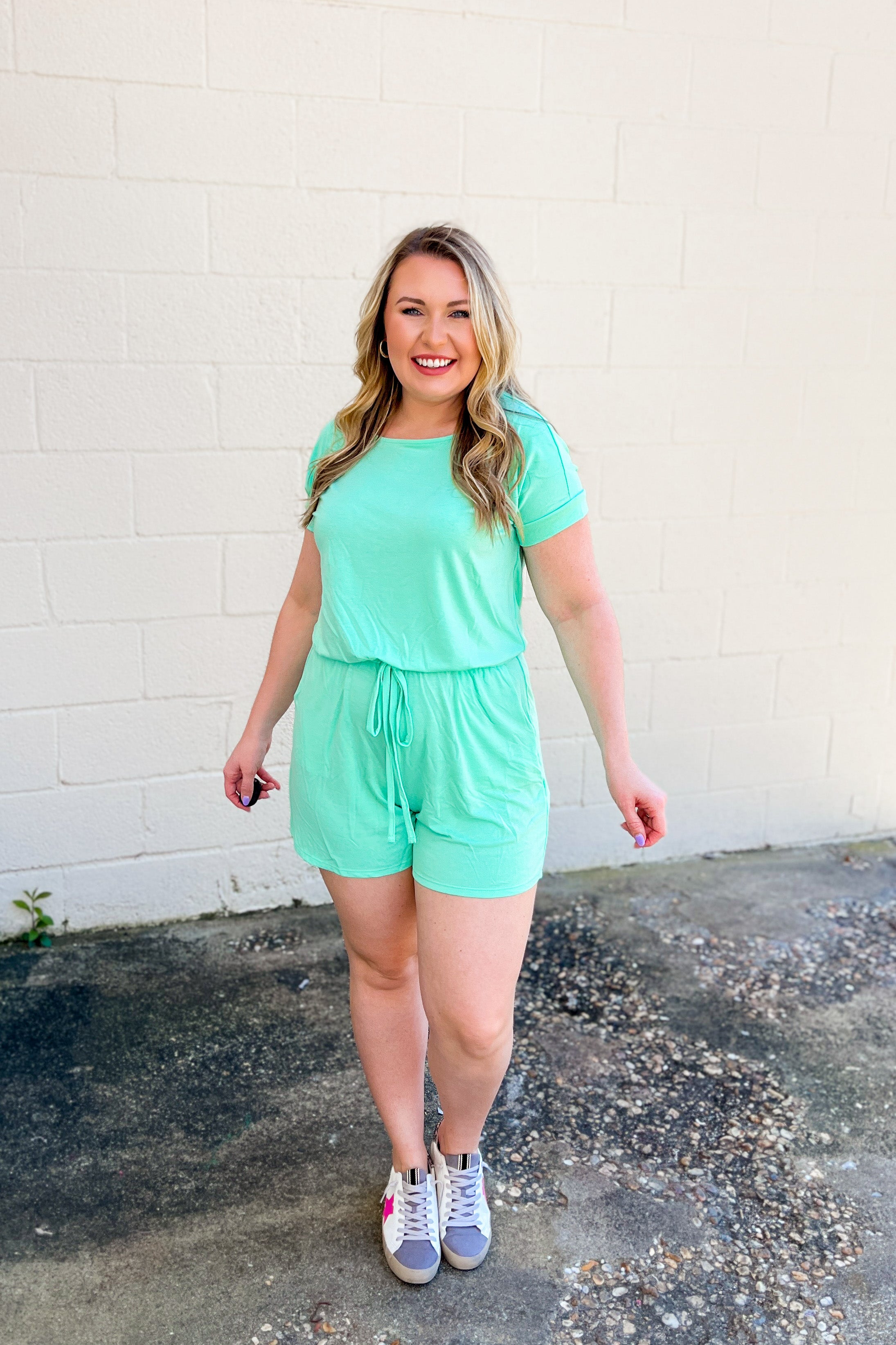 Karter Comfy Romper, Green Mint