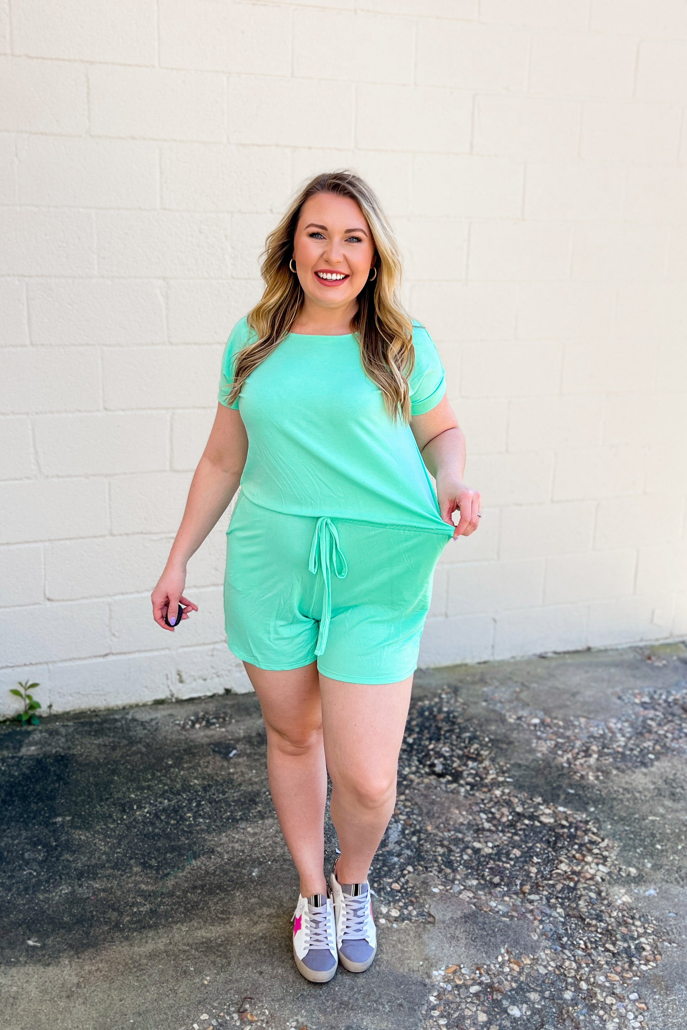 Karter Comfy Romper, Green Mint