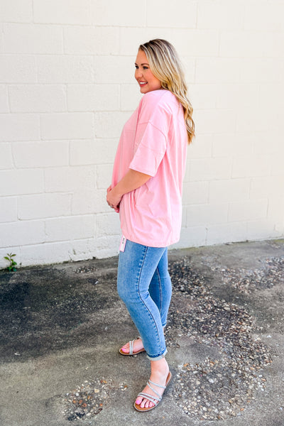 DEAL | Addie Oversized V-neck Top, Dusty Pink
