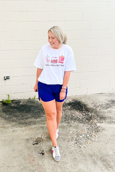 DEAL | Nicole Smocked Athletic Shorts, Royal Blue