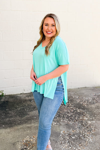 DEAL | Victoria Side Slit Top, Mint